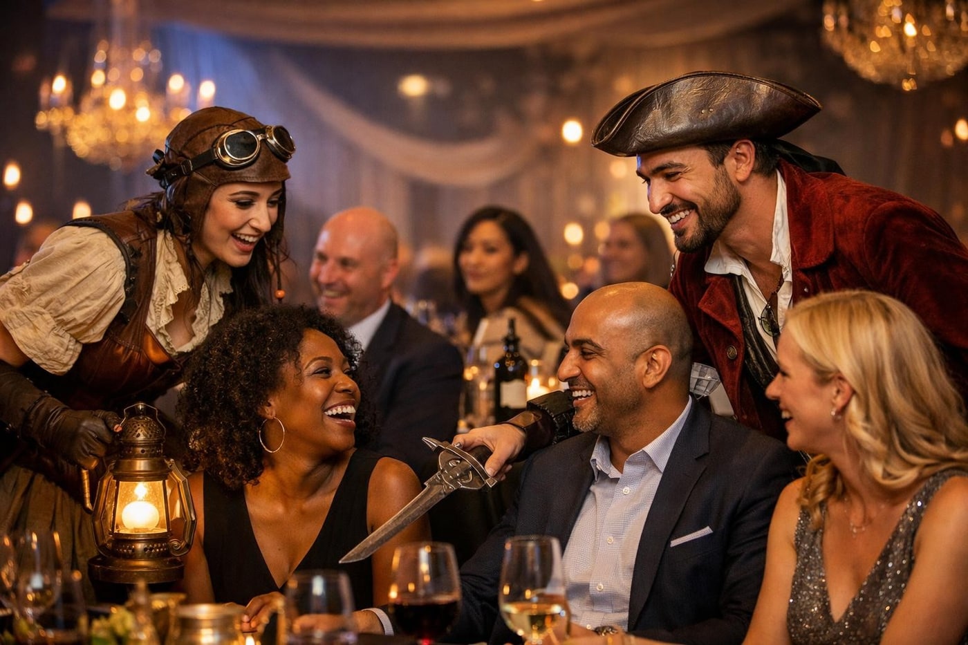 Immersive performers engaging guests at a corporate event