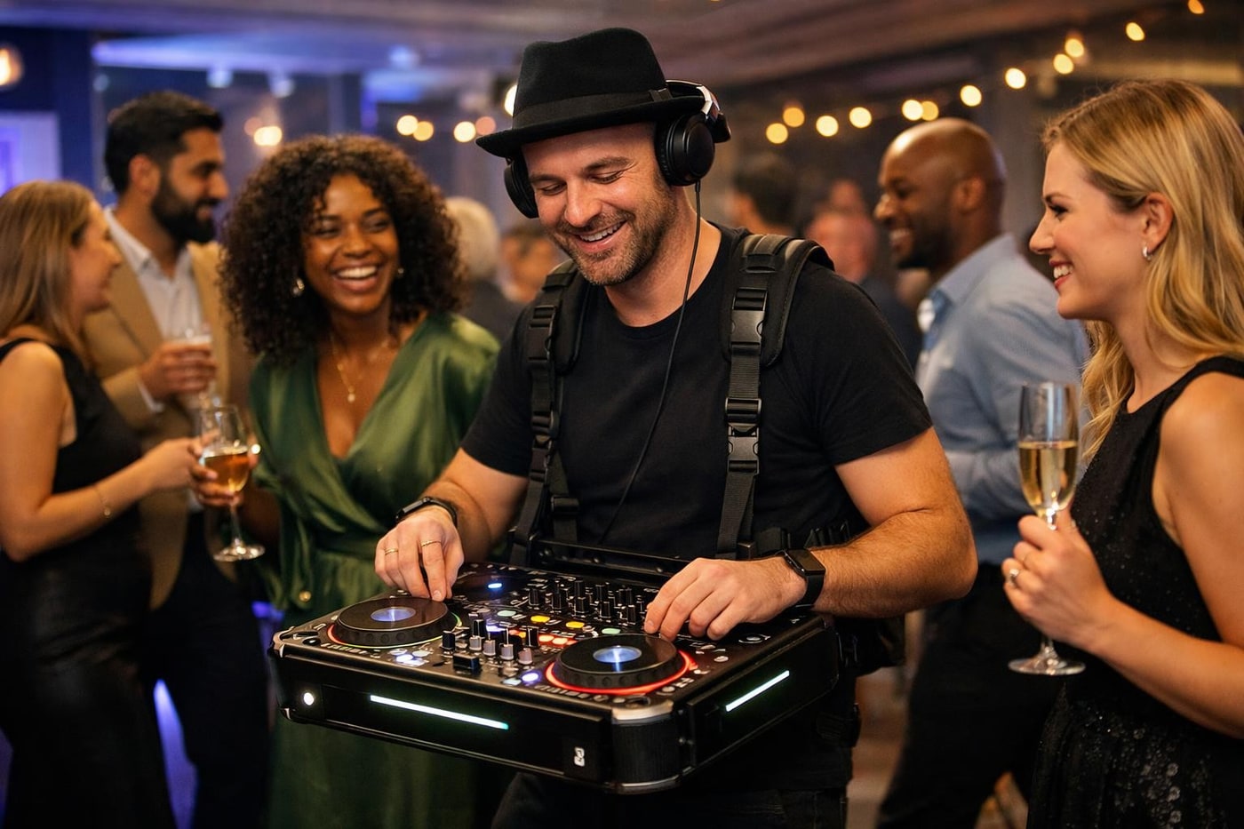 Roaming DJ at a corporate event