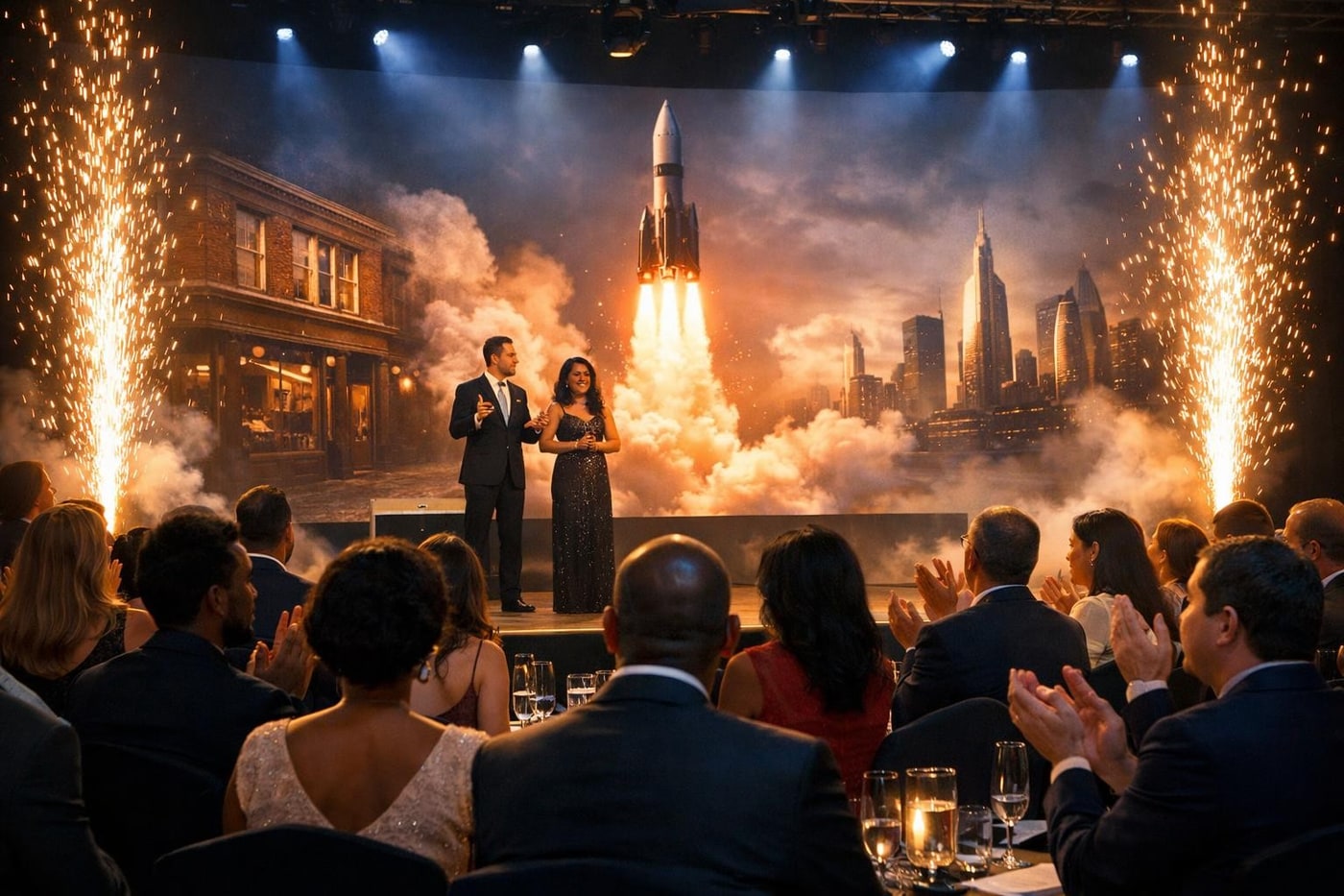 Brand story reveal at a corporate anniversary event