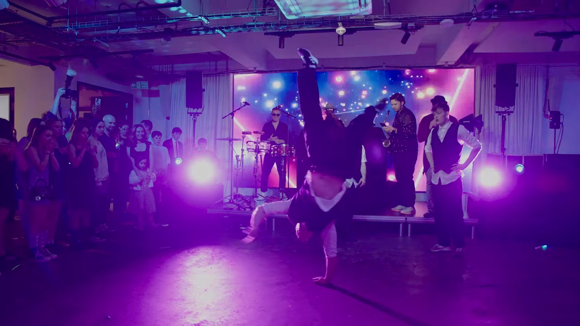 Surprise breakdancers performing a floor routine