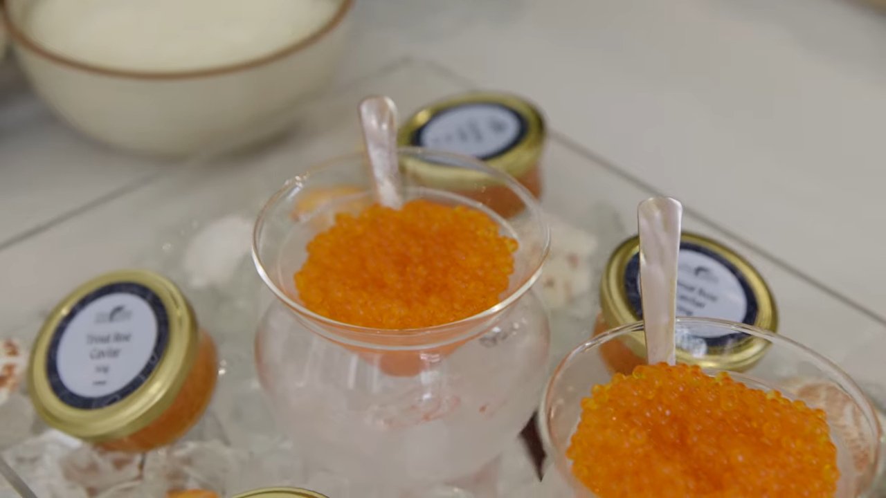 Luxury caviar canapés served at the Chelsea Design Quarter Street Party