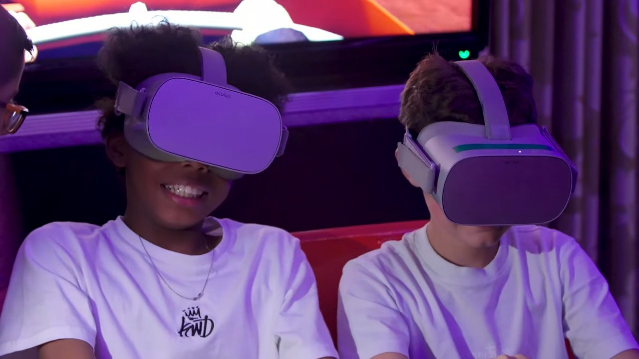 Young guests enjoying interactive VR gaming