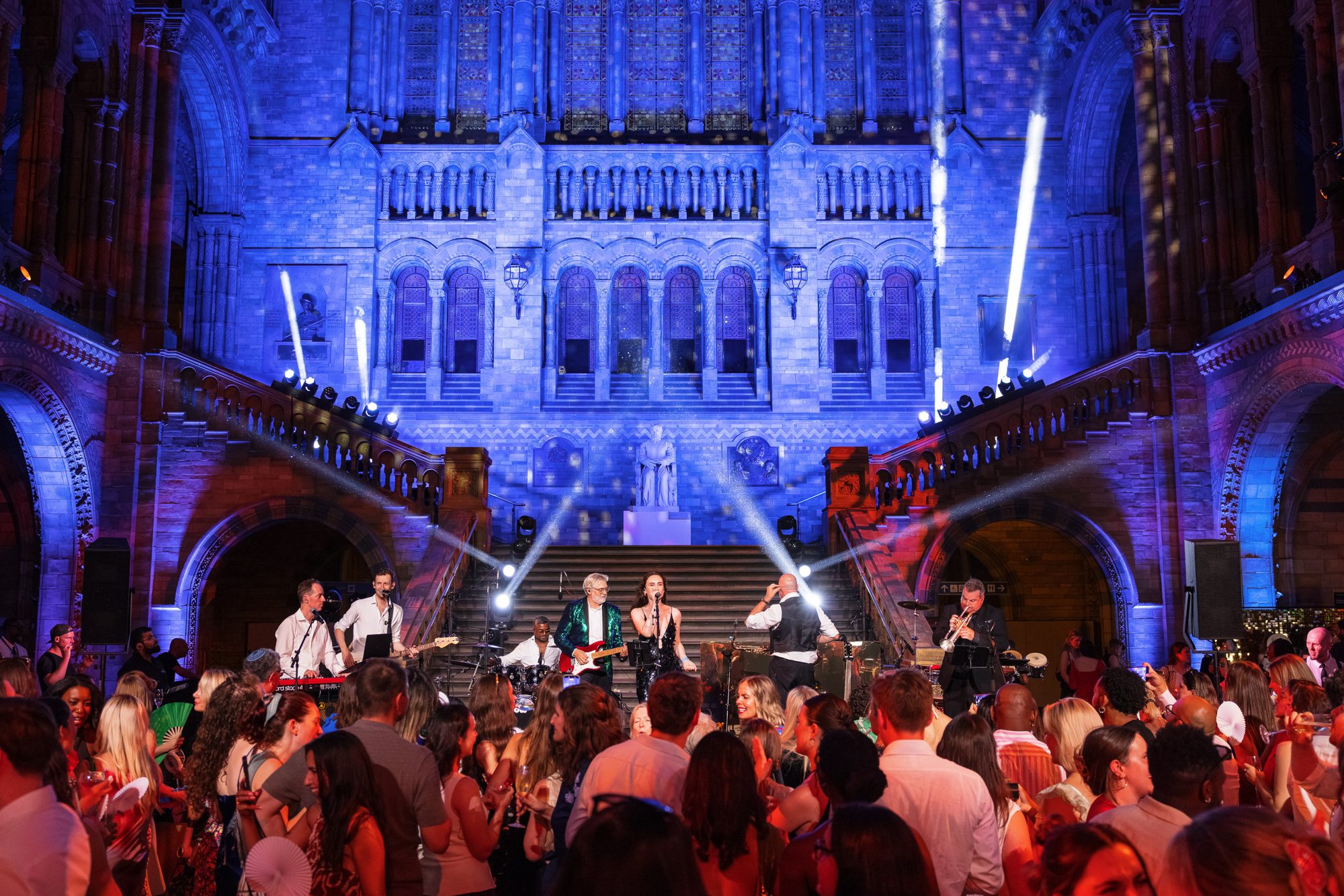 The live band performs on the main stage