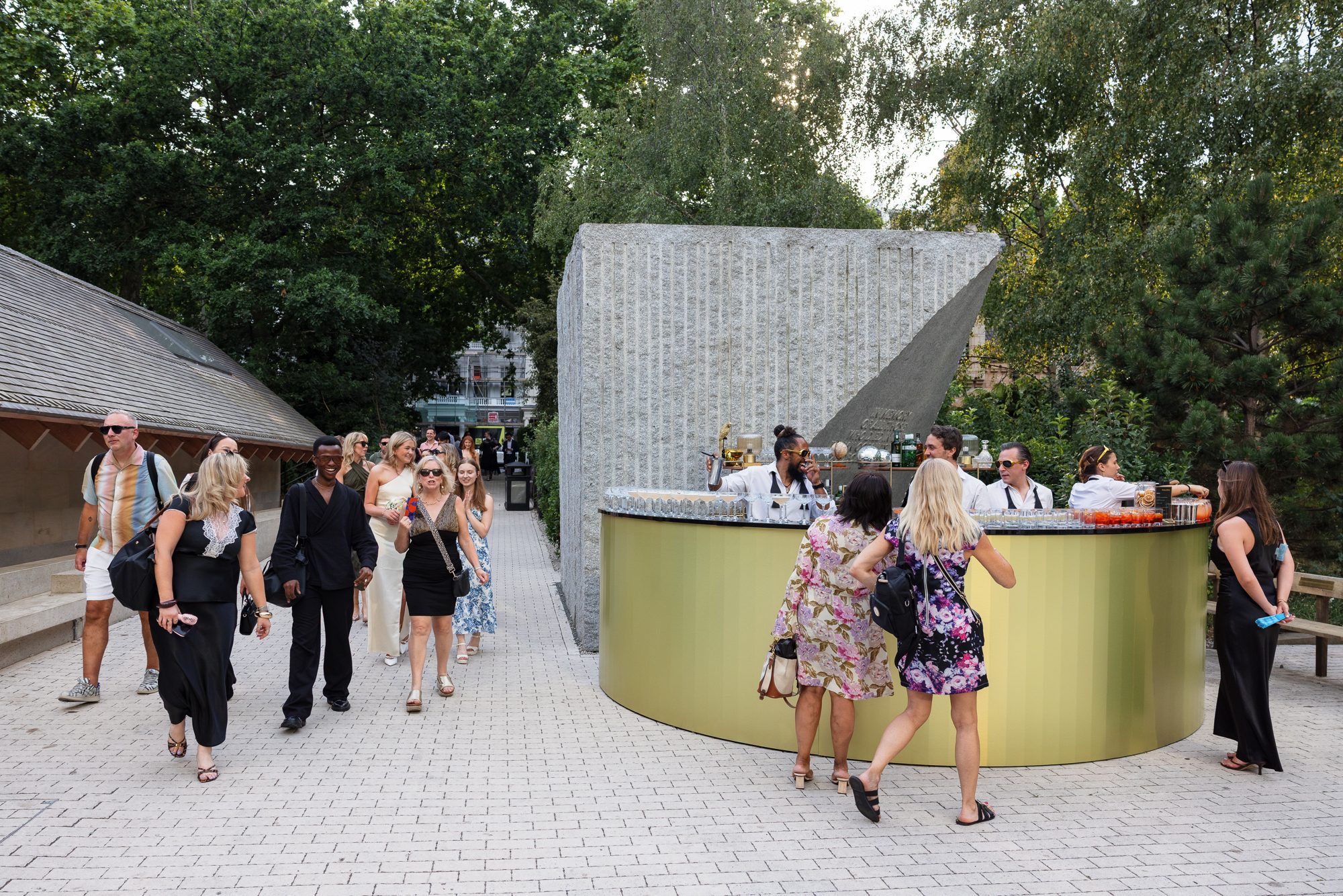 The circular gold bar in the Darwin Garden