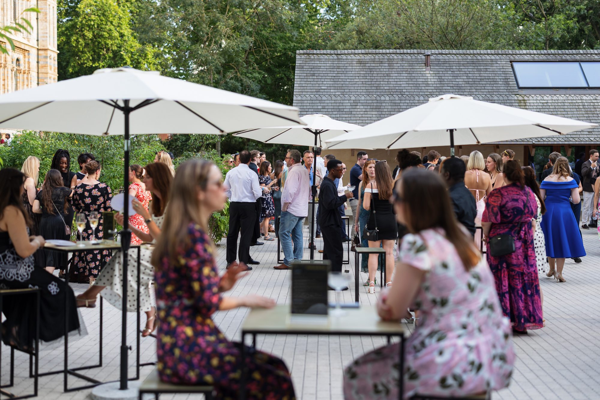 The Darwin Garden fills with guests for the outdoor reception