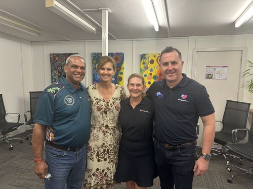 Waverley Stanley, CEO Yalari; Llew Mullins, Yalari, Tim Gallager, CEO Vanguard Health and Jennifer Meier, National Manager Surgical Services