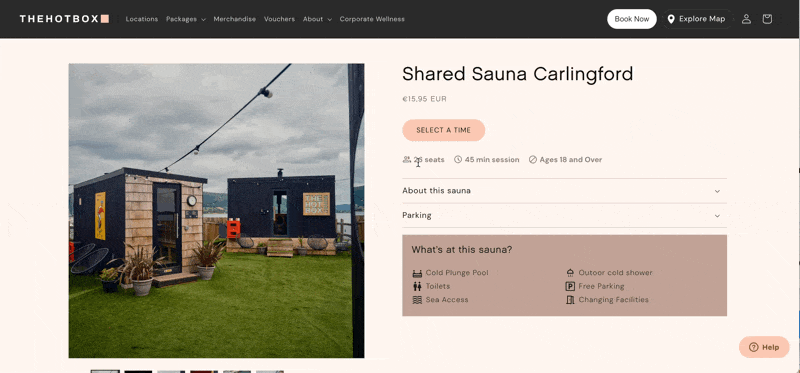 Embedded booking calendar inside a Shopify product page