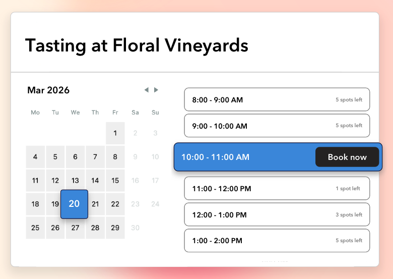 Online booking preview