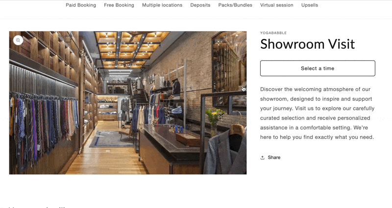 Showroom booking preview