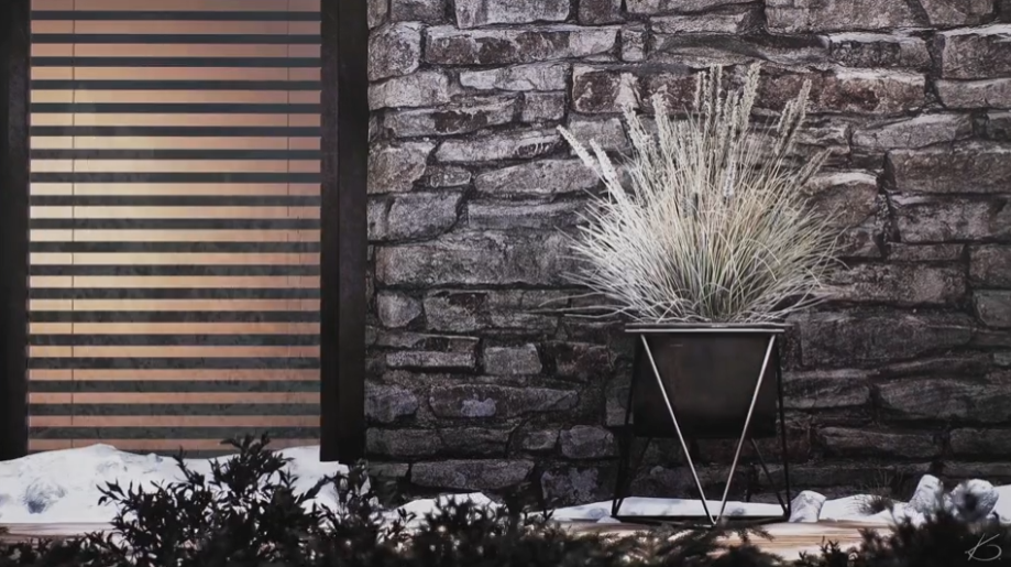 facade render with displacement maps