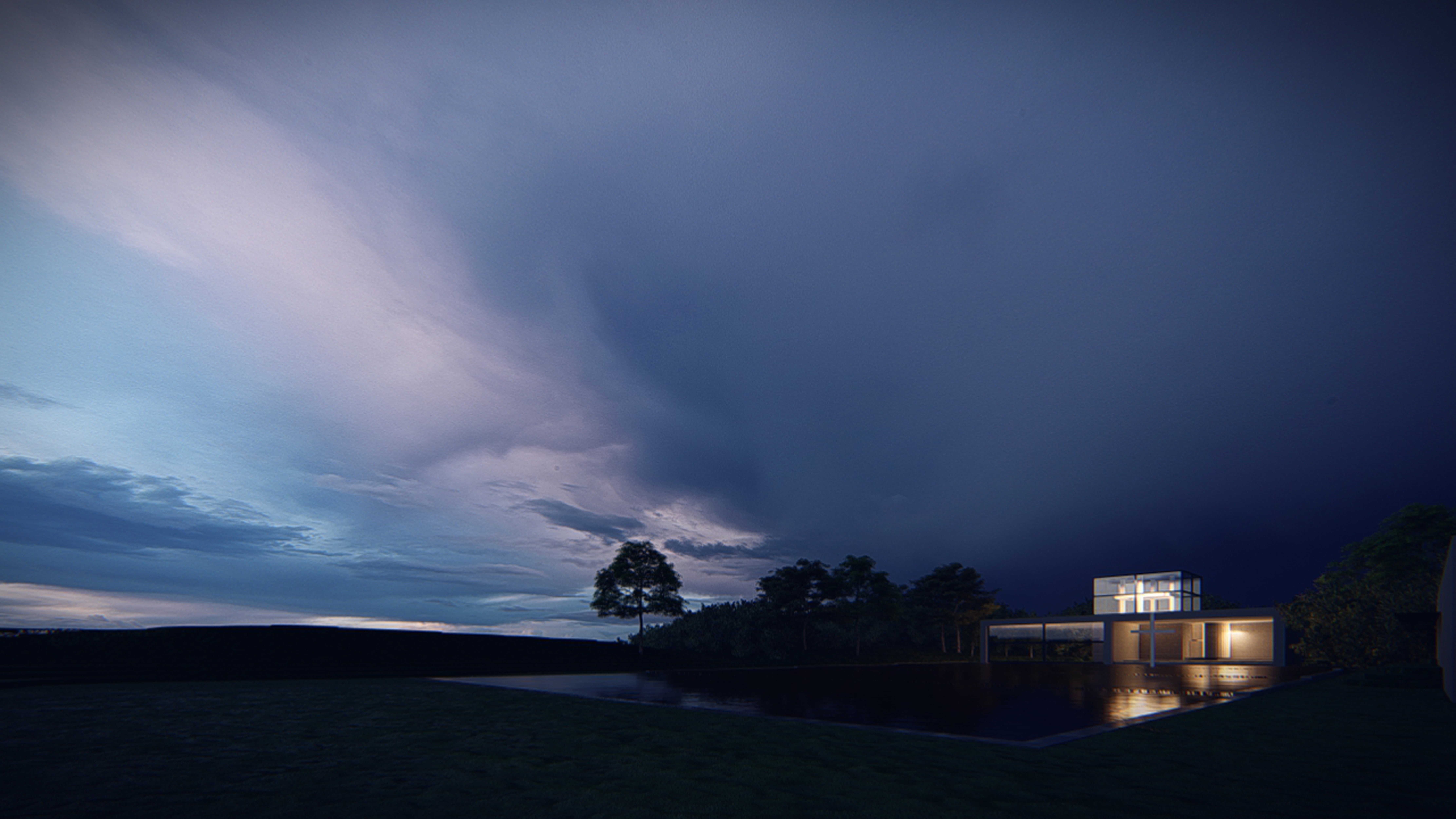 landscape rendering blue vibe with D5 Render