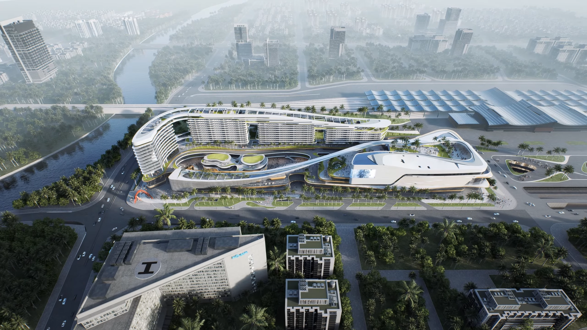 A realistic city aerial view visualization achieved with D5 Render