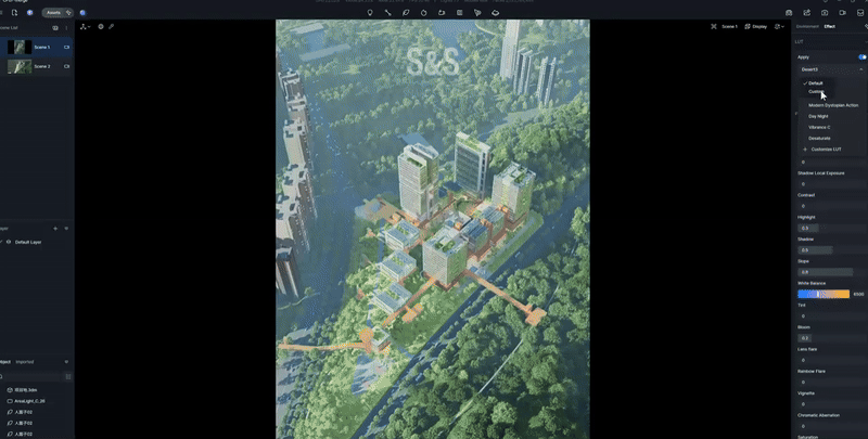 A realistic city aerial view visualization achieved with D5 Render