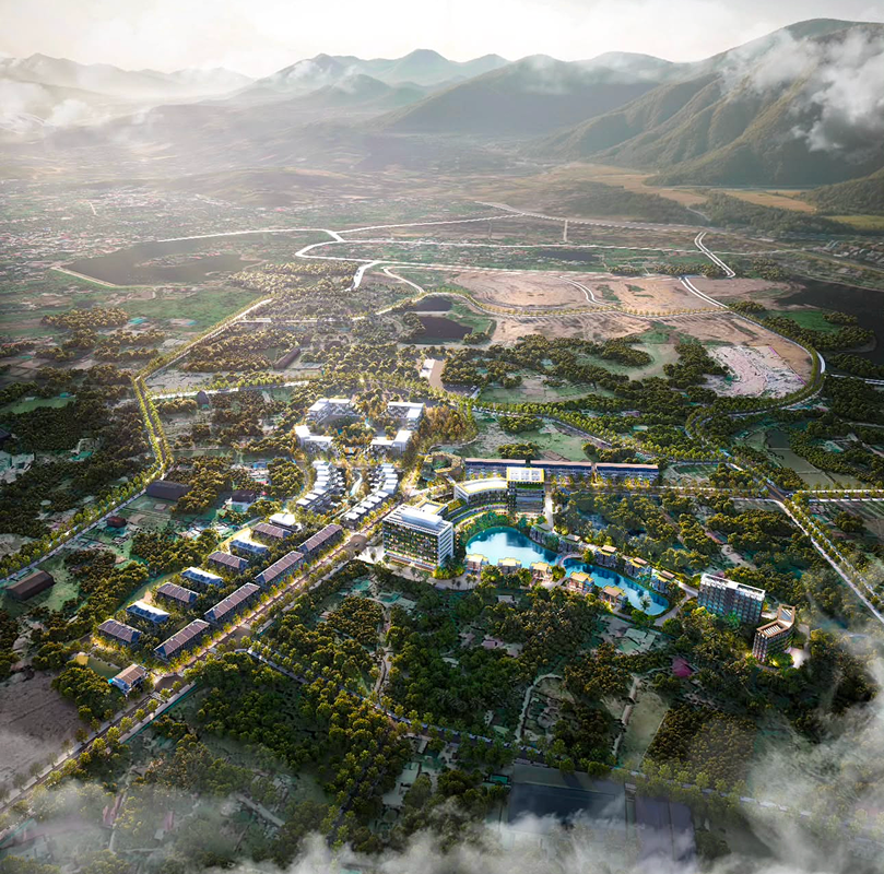 A realistic city aerial view visualization achieved with D5 Render