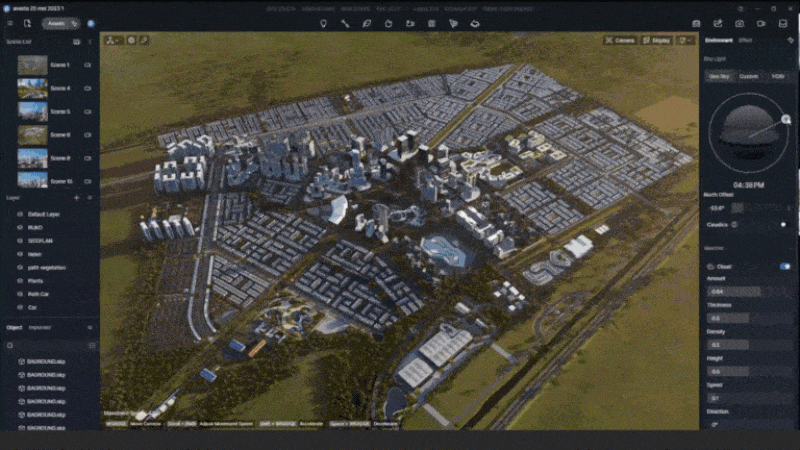 A realistic city aerial view visualization achieved with D5 Render
