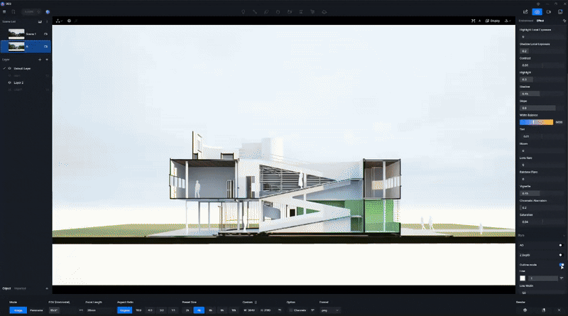 Quick and stunning section drawing render created with D5 Render