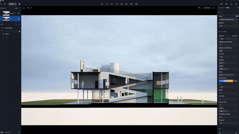 Quick and stunning section drawing render created with D5 Render