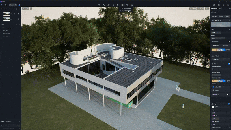 Quick and stunning section drawing render created with D5 Render