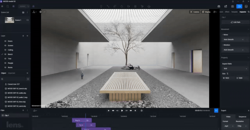 D5 Render art of animation with cinematic section drawing in real-time