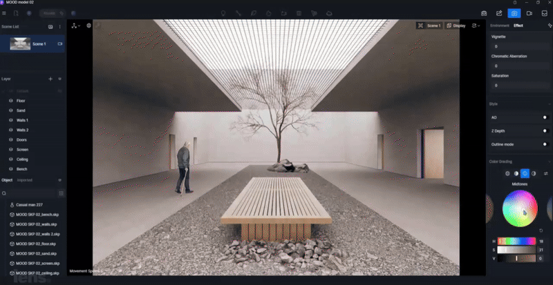 D5 Render art of animation with cinematic section drawing in real-time