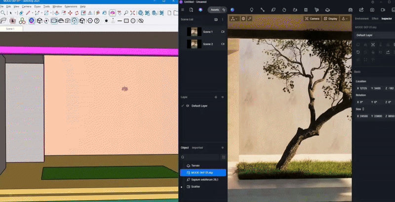D5 Render art of animation with cinematic section drawing in real-time