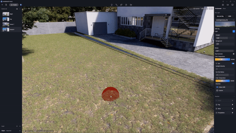 Section drawing of realistic grass painted in 3 steps with D5 Render