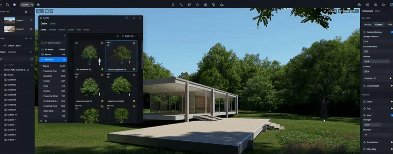Revit architecture models transformed into cinematic animations using D5 Render AI tools