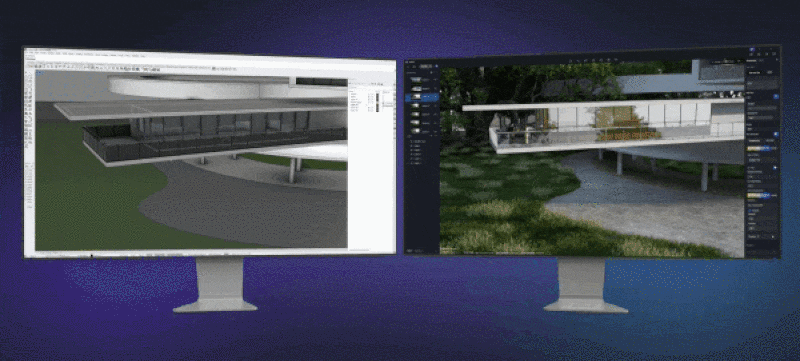 Realistic outdoor design in D5 Render with real-time lighting and AI tools