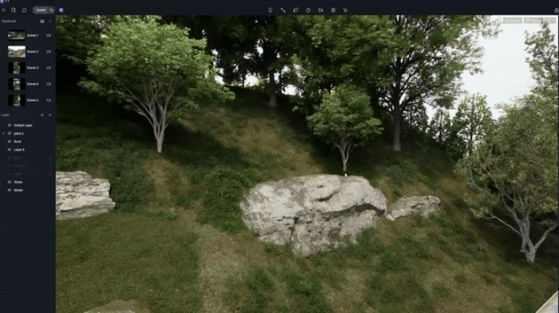 japanese garden design in D5 Render with real-time lighting and animated plants