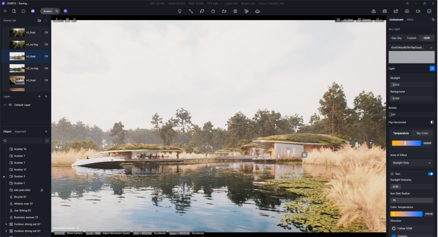 Aqua Folium visualization: D5 Render's real-time efficiency and realism