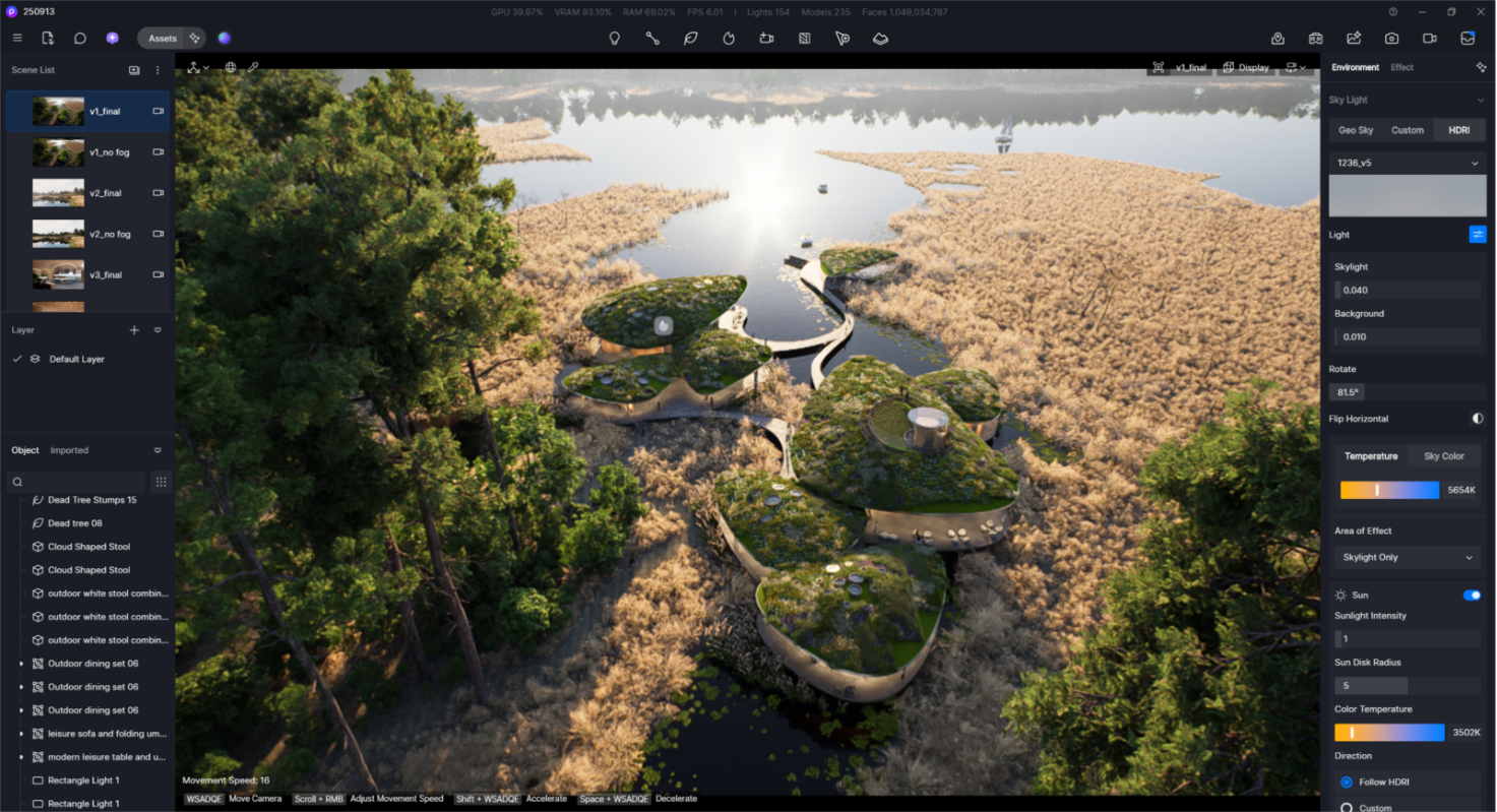 Aqua Folium visualization: D5 Render's real-time efficiency and realism
