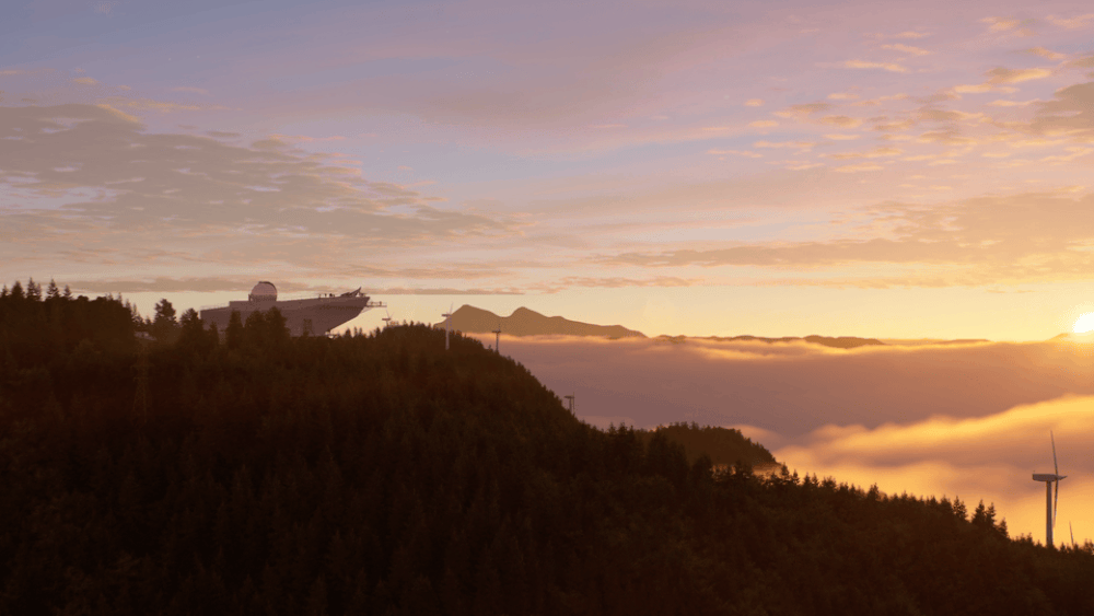 Realistic 3D Volumetric Clouds in D5 Render for dynamic sky depth.