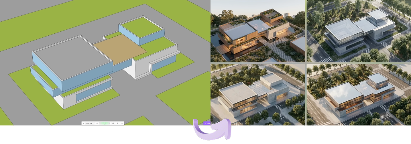 Real-time AI rendering and seamless SketchUp workflow using D5 Lite.
