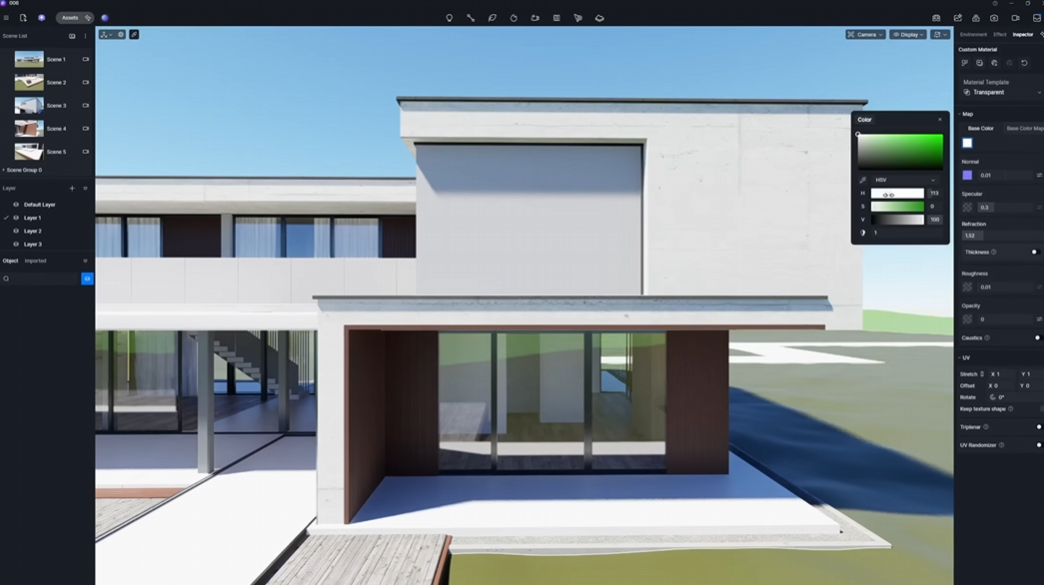 15-min photorealistic architecture rendering using D5 Render AI.