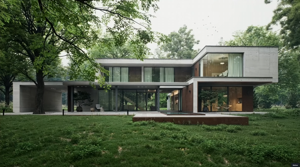 15-min photorealistic architecture rendering using D5 Render AI.