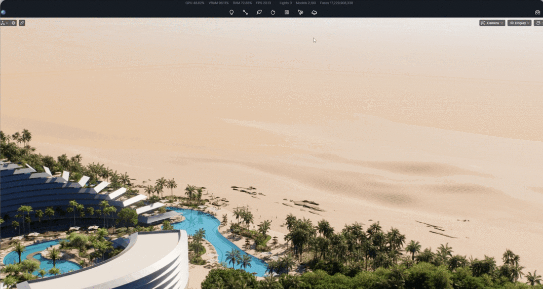 Real-time photorealistic ocean waves and dynamic foam created in D5 Render.