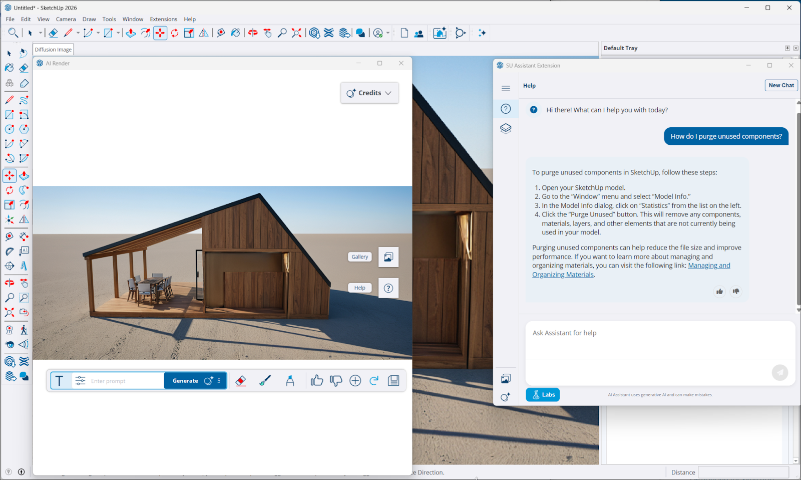 D5 Lite: Seamless real-time AI visualization for SketchUp plugins.