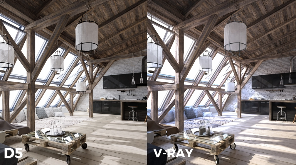 D5 vs Vray: D5 Render wins in faster real-time 3D rendering for small firms.