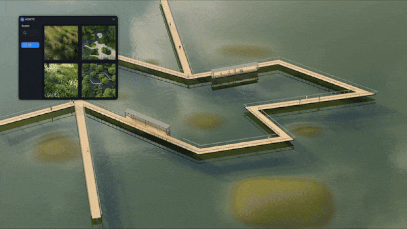 Automate site context in D5 Render with integrated real-world data.