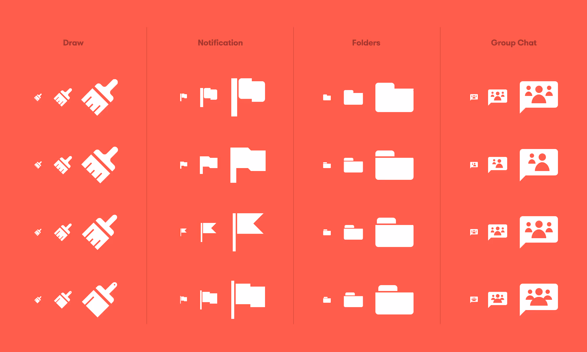 Exploring the icons at different sizes for legibility.