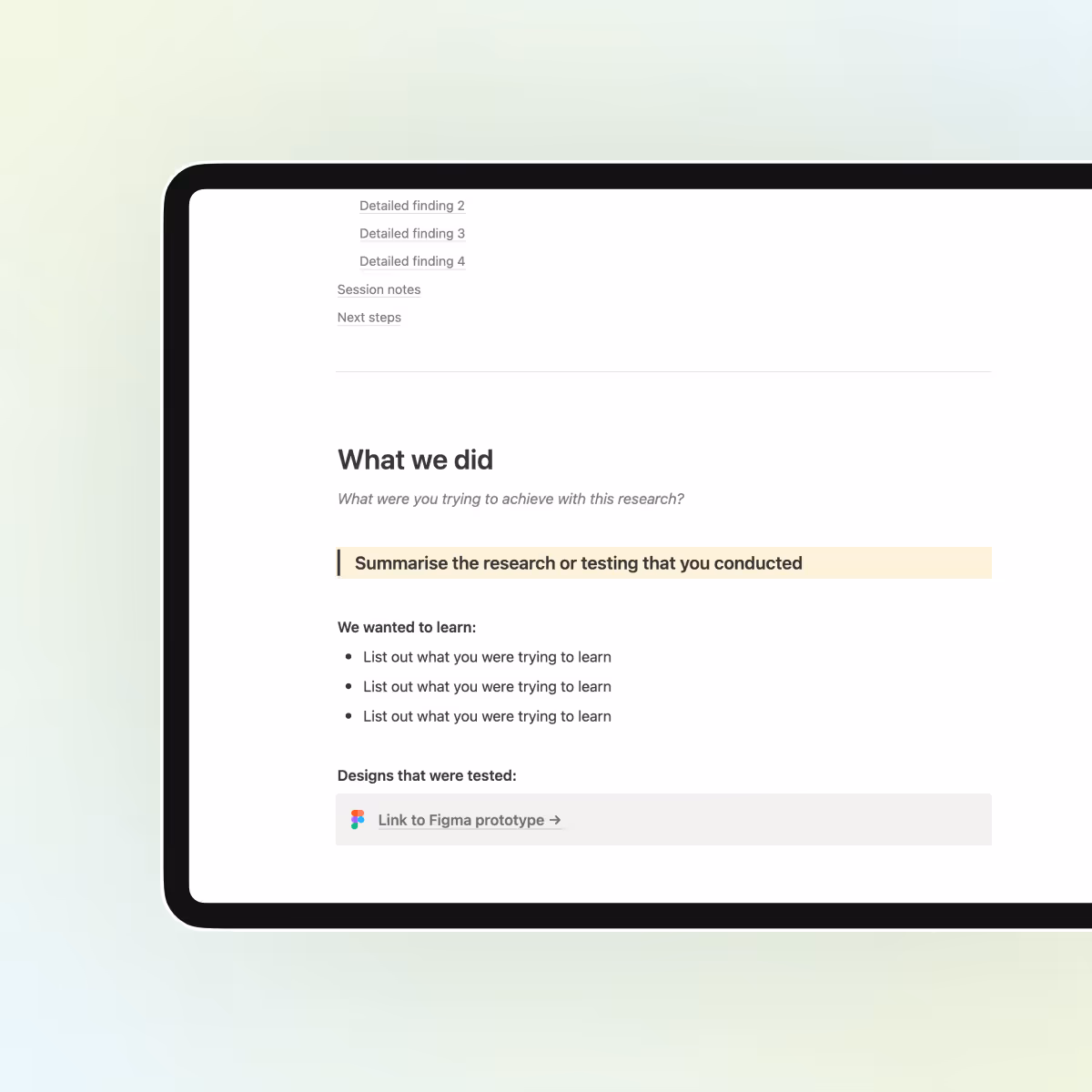 User research findings