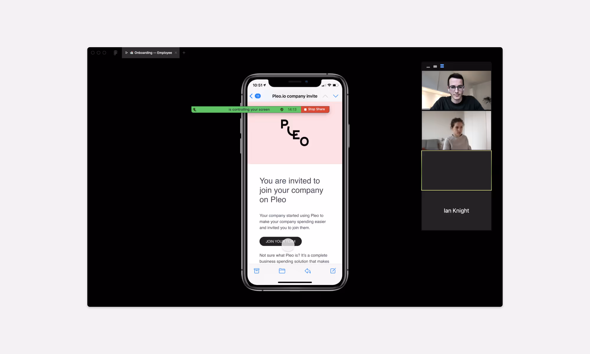Remote user testing session