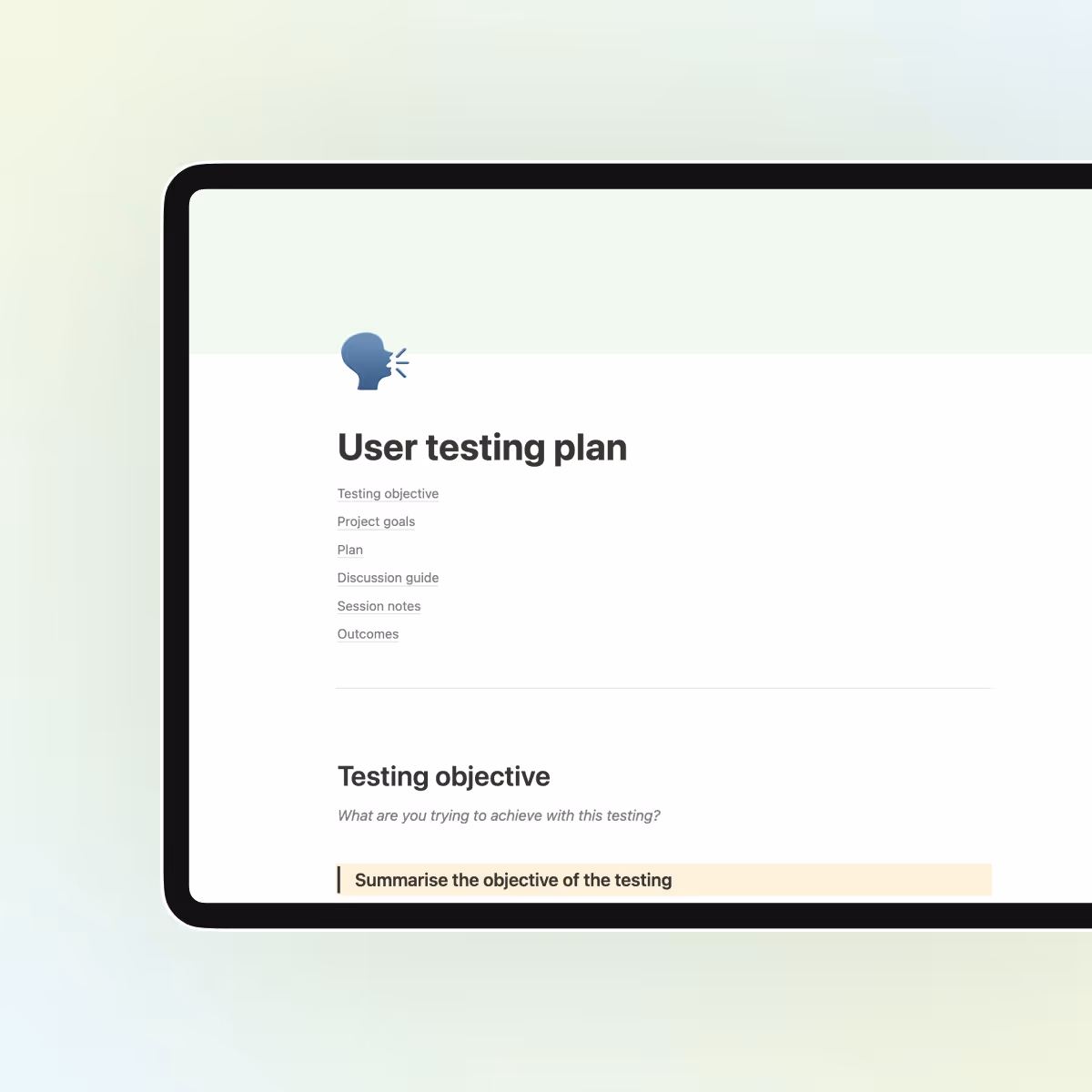 User testing plan + script