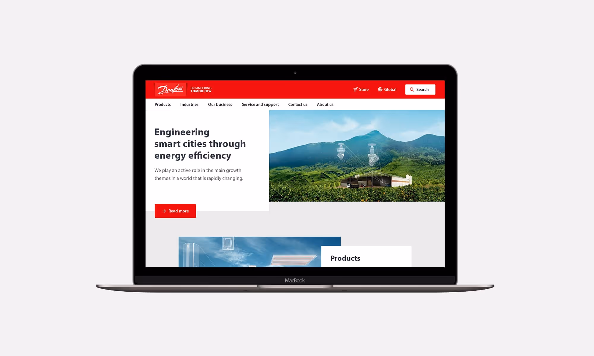 The updated Danfoss homepage