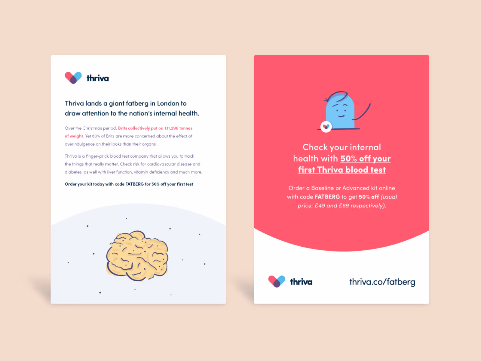 Flyer for Thriva's fatberg installation.