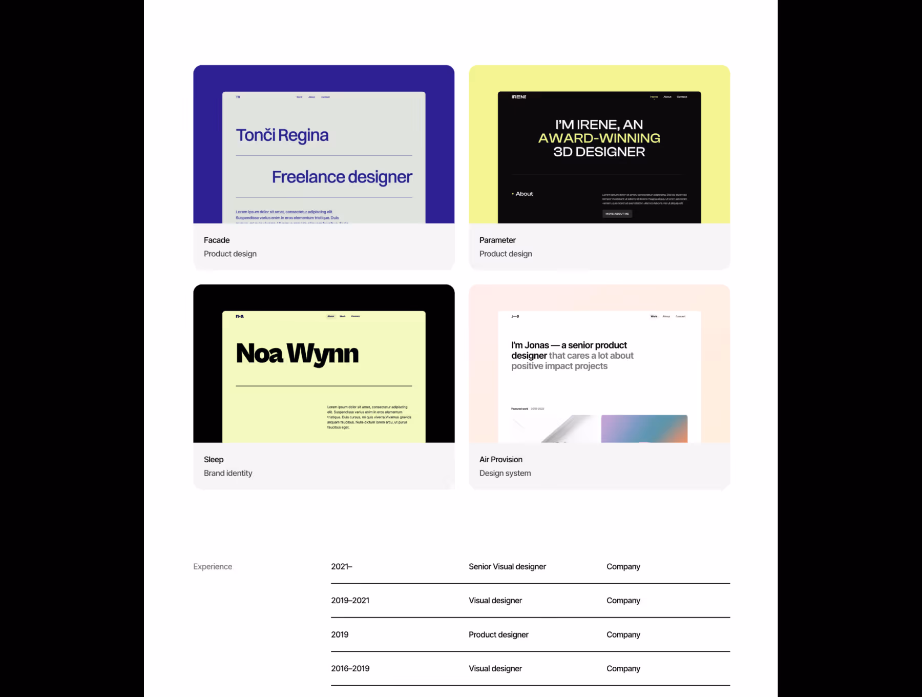 Minimal design portfolio framer template by Bryn Taylor