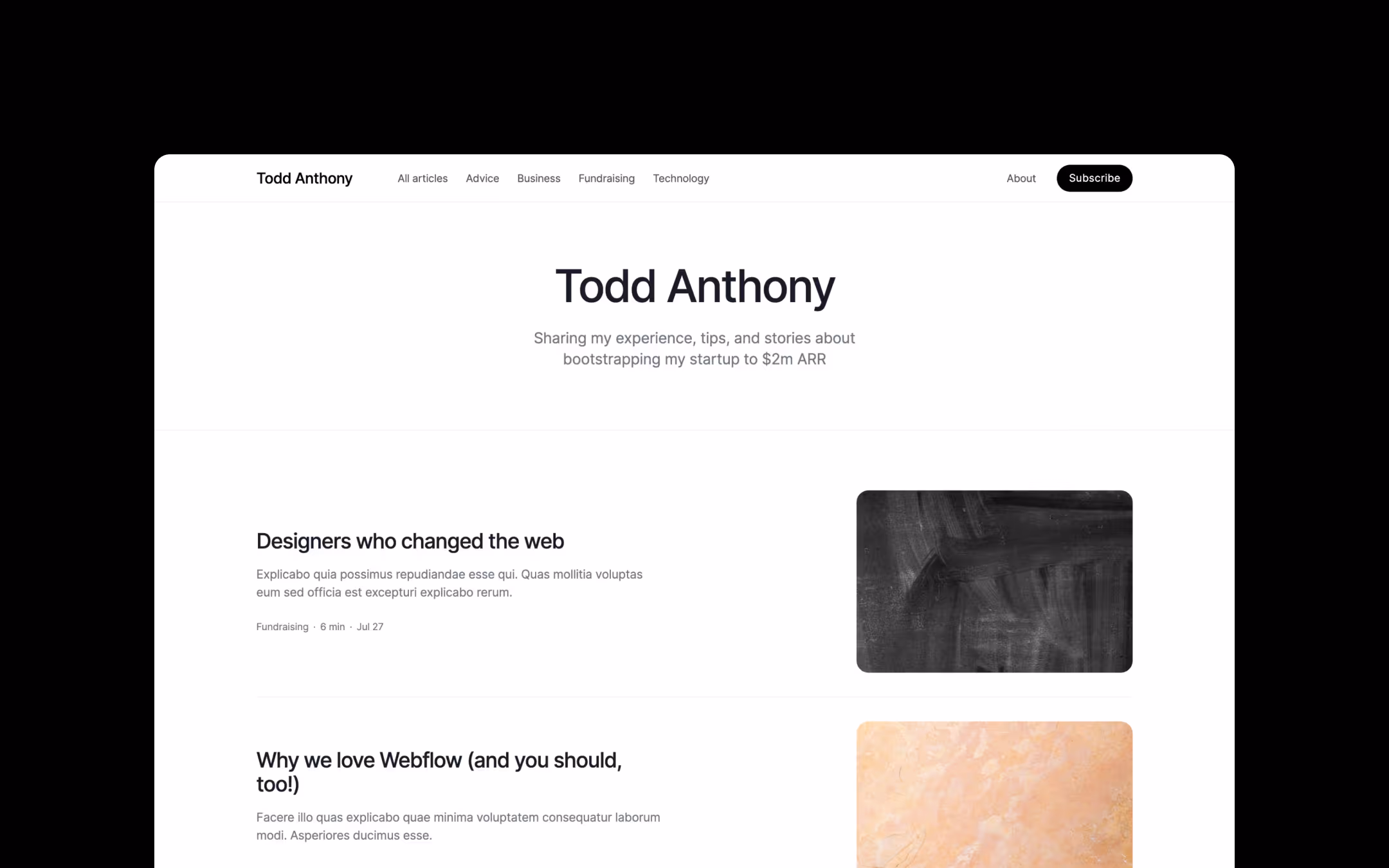 Column premium webflow blog template for startup founders