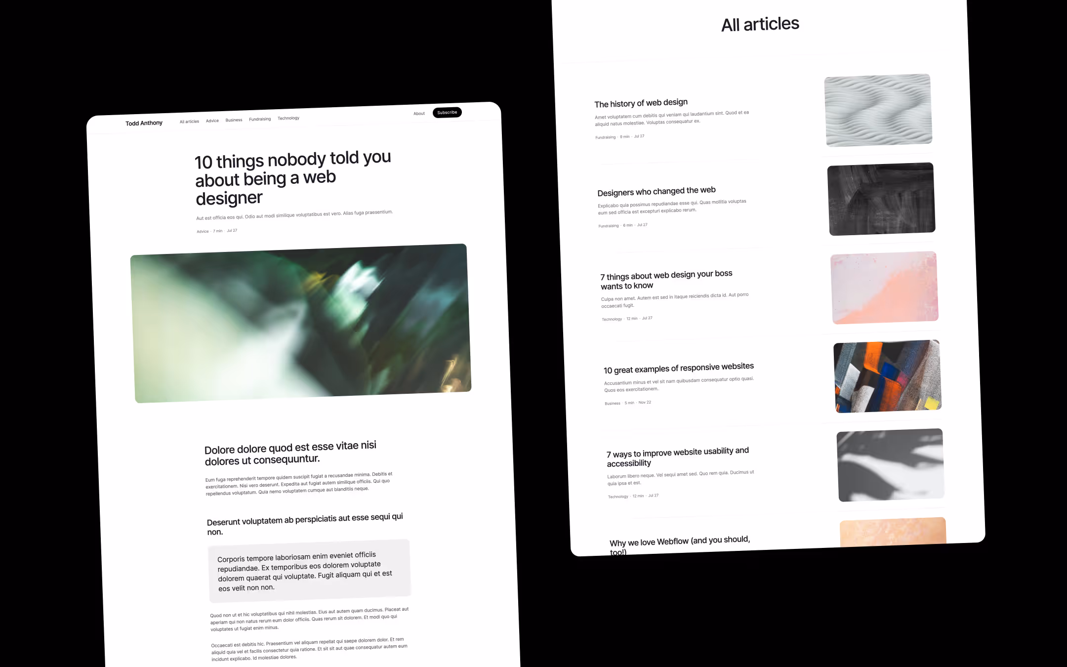 Column premium webflow blog template for startup founders