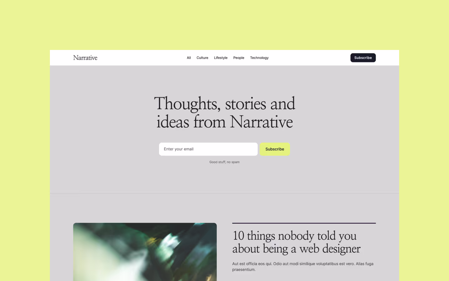 Narrative Webflow template