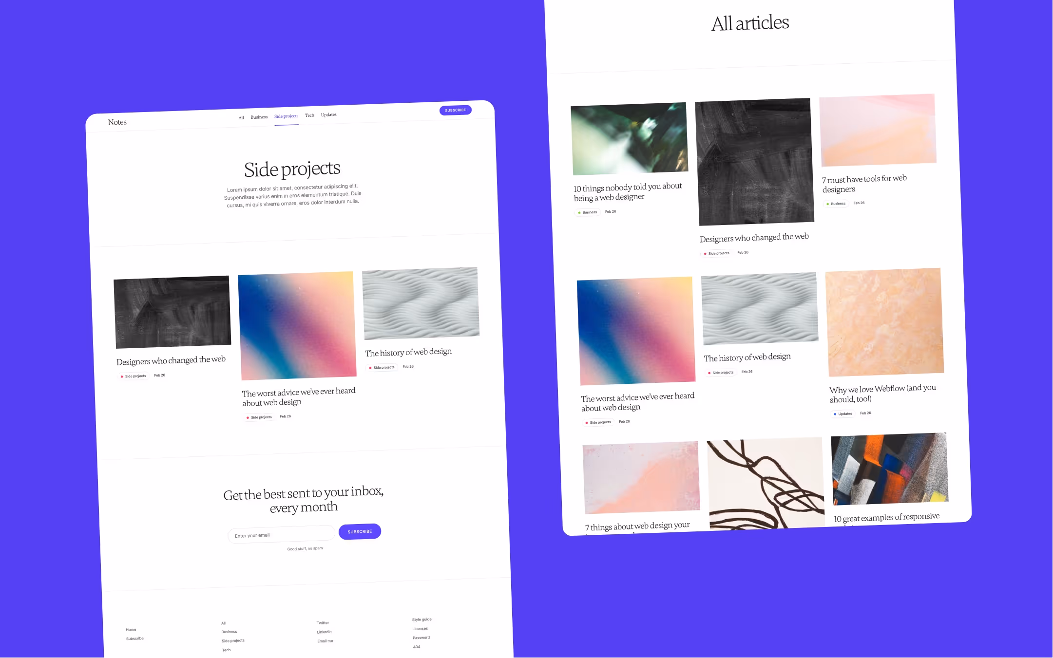 Notes is a modern and simple blog template. Perfect for writers, bloggers, and creators to showcase their writing and tell their unique stories.